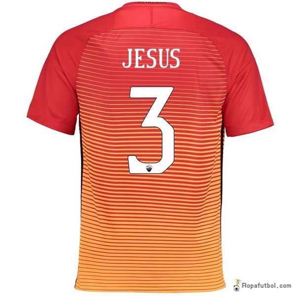 Camiseta As Roma Replica Tercera Ropa Jesus 2016/17 Naranja